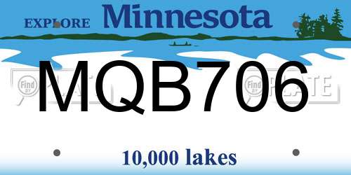MQB706 Minnesota License Plate