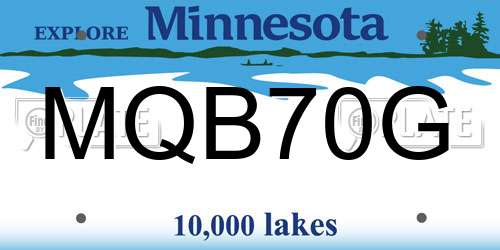 MQB70G Minnesota License Plate