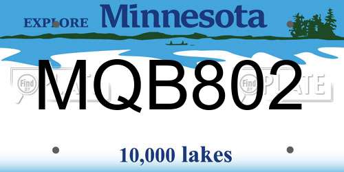 MQB802 Minnesota License Plate