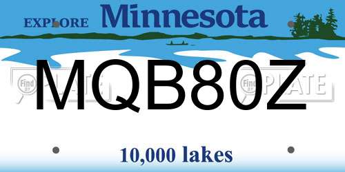 MQB80Z Minnesota License Plate