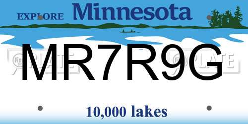 MR7R9G Minnesota License Plate