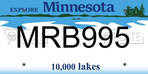MRB995 Minnesota License Plate