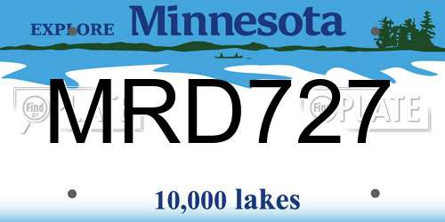 MRD727 Minnesota License Plate