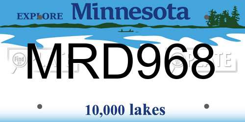 MRD968 Minnesota License Plate
