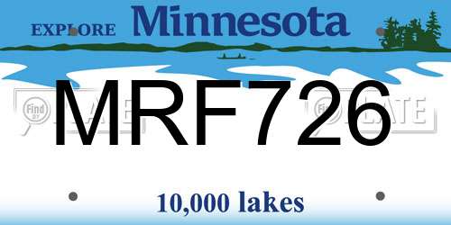 MRF726 Minnesota License Plate