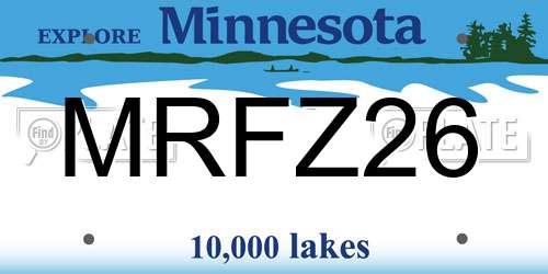 MRFZ26 Minnesota License Plate