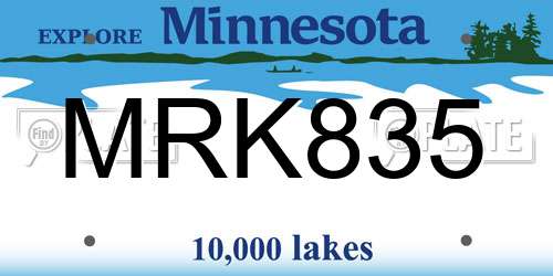 MRK835 Minnesota License Plate