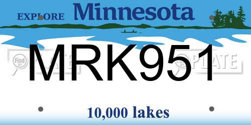MRK951 Minnesota License Plate