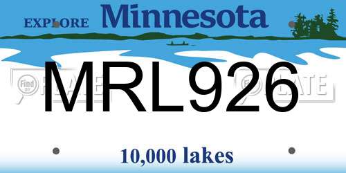 MRL926 Minnesota License Plate