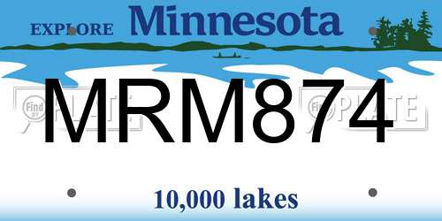 MRM874 Minnesota License Plate