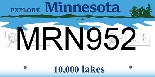 MRN952 Minnesota License Plate