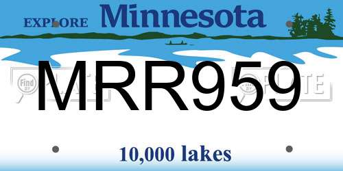 MRR959 Minnesota License Plate