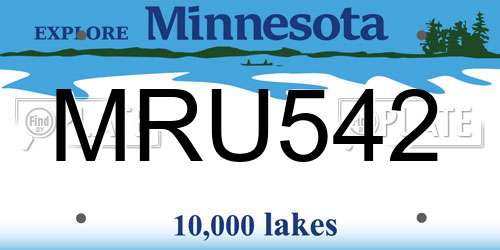MRU542 Minnesota License Plate