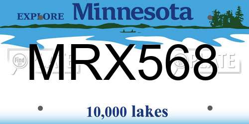 MRX568 Minnesota License Plate