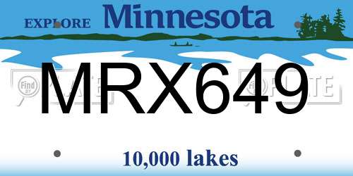 MRX649 Minnesota License Plate