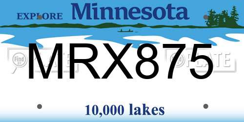 MRX875 Minnesota License Plate