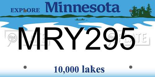 MRY295 Minnesota License Plate