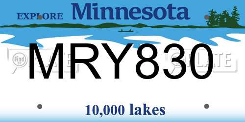 MRY830 Minnesota License Plate
