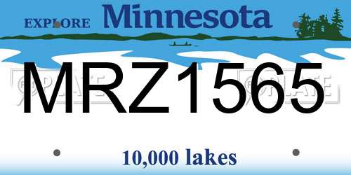 MRZ1565 Minnesota License Plate