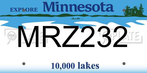 MRZ232 Minnesota License Plate