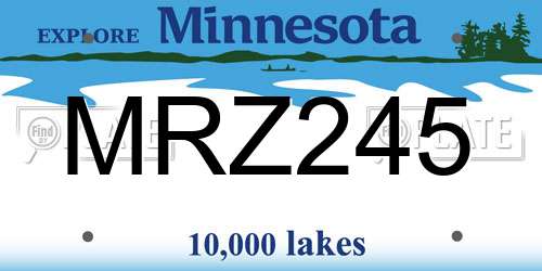 MRZ245 Minnesota License Plate
