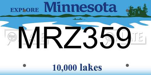 MRZ359 Minnesota License Plate