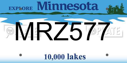 MRZ577 Minnesota License Plate