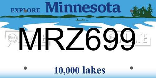 MRZ699 Minnesota License Plate