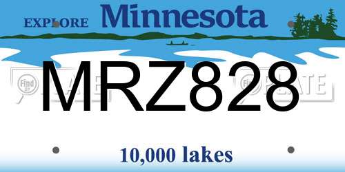 MRZ828 Minnesota License Plate
