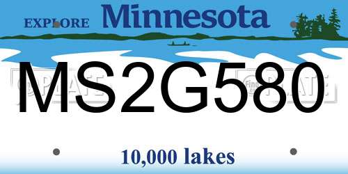 MS2G580 Minnesota License Plate