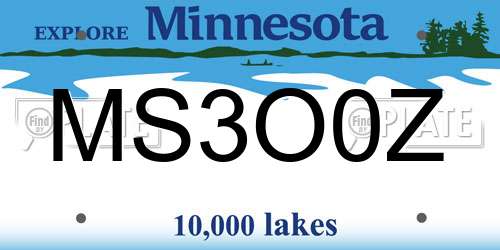 MS3O0Z Minnesota License Plate