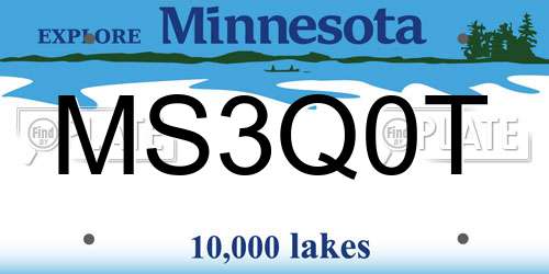 MS3Q0T Minnesota License Plate