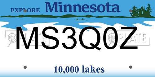 MS3Q0Z Minnesota License Plate