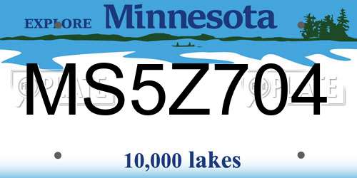 MS5Z704 Minnesota License Plate