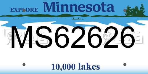 MS62626 Minnesota License Plate