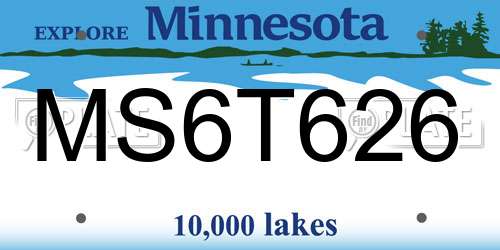 MS6T626 Minnesota License Plate