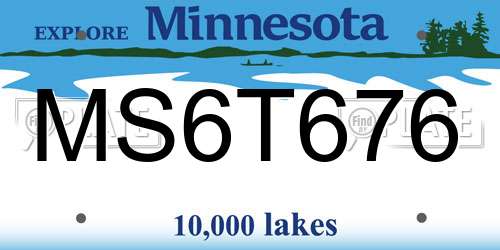 MS6T676 Minnesota License Plate
