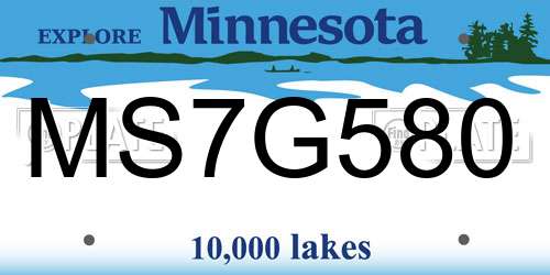 MS7G580 Minnesota License Plate