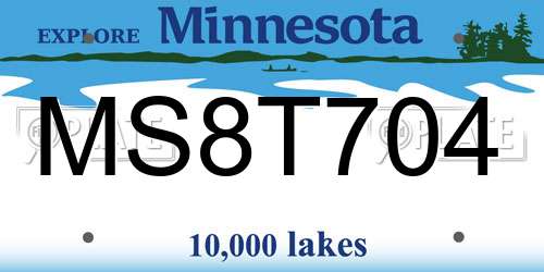 MS8T704 Minnesota License Plate