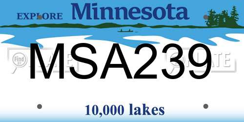MSA239 Minnesota License Plate