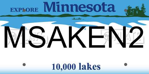 MSAKEN2 Minnesota License Plate