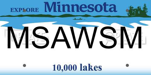MSAWSM Minnesota License Plate