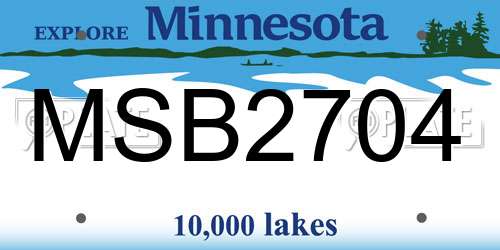 MSB2704 Minnesota License Plate