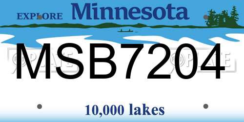 MSB7204 Minnesota License Plate
