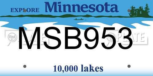MSB953 Minnesota License Plate