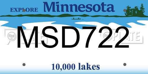 MSD722 Minnesota License Plate
