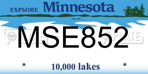 MSE852 Minnesota License Plate