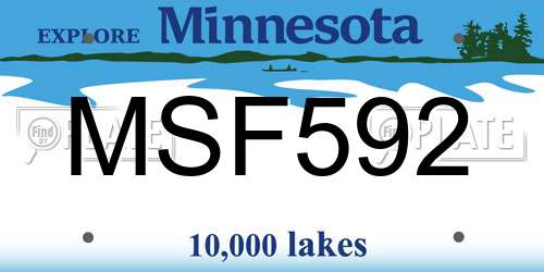 MSF592 Minnesota License Plate