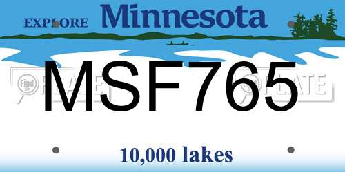 MSF765 Minnesota License Plate
