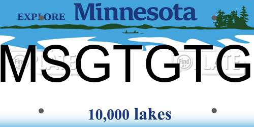 MSGTGTG Minnesota License Plate
